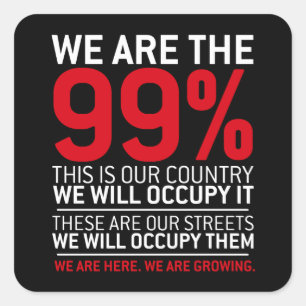 We zijn de 99% - 99% bezetten wandstraat vierkante sticker