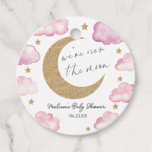 We zijn dolblij met de roze hemel Baby Shower Bedankjes Labels