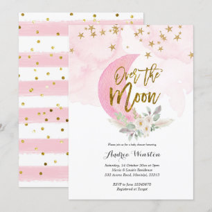 We zijn dolblij Roze babyshower uitnodiging
