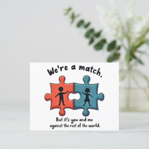 We zijn een match: Perfecte puzzelstuk liefde Briefkaart