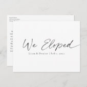 We zijn geëlimineerd elegante script huwelijk aank briefkaart (Voorkant / Achterkant)