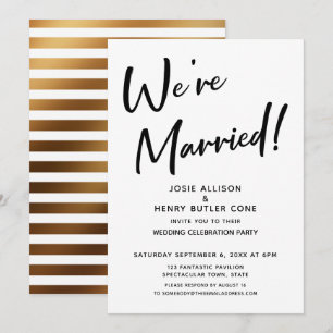 We zijn gehuwd met moderne bruiloft-receptie Gold Kaart