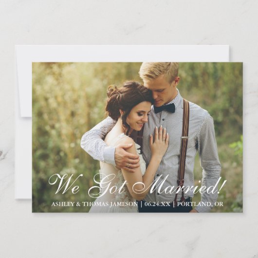 We zijn getrouwd. Aankondiging van de elopement (Voorkant)