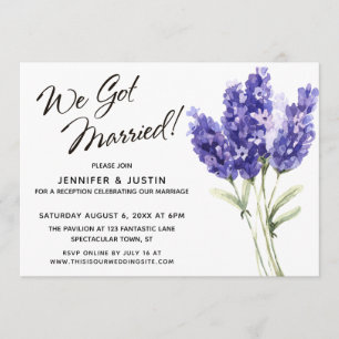 We Zijn Getrouwd Aquarel Lavendel Bloemen Kaart