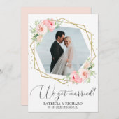 We zijn getrouwd Blush Floral Eloped aankondiging (Voorkant / Achterkant)