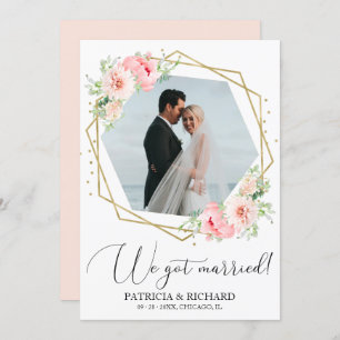 We zijn getrouwd Blush Floral Eloped aankondiging