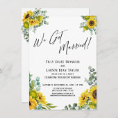 We Zijn Getrouwd! Eucalyptus Zonnebloem Bruiloft Kaart (Voorkant / Achterkant)