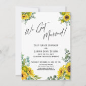 We Zijn Getrouwd! Eucalyptus Zonnebloem Bruiloft Kaart (Voorkant)