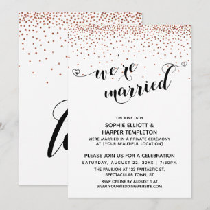 We zijn getrouwd Hartjes Script Koperen Confetti F Kaart