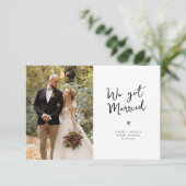 We zijn getrouwd met Black Script Wedding Bedankkaart (Staand voorkant)
