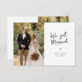 We zijn getrouwd met Black Script Wedding Bedankkaart (Voorkant / Achterkant)