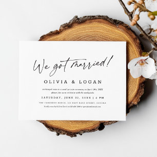We Zijn Getrouwd Modern Script Trouw Elopement Kaart
