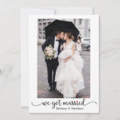 We zijn getrouwd Red Heart Calligraphy Fotobruilof Aankondiging (Voorkant)