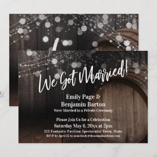 We zijn getrouwd rustieke houten vat en lichten kaart