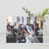 We zijn getrouwd Schattig script bruiloft fotokaar Aankondiging (Staand voorkant)