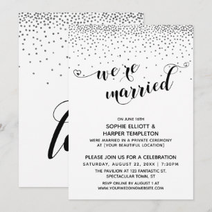 We zijn getrouwde harten Script Zilver Confetti Fe Kaart
