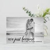 We zijn gewoon Mr Mrs. Foto gewoon getrouwd. Kaart (Staand voorkant)