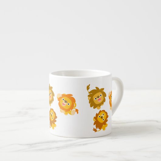"We zijn hier!!" Cute Cartoon Lions Espresso Mok (Voorkant rechts)