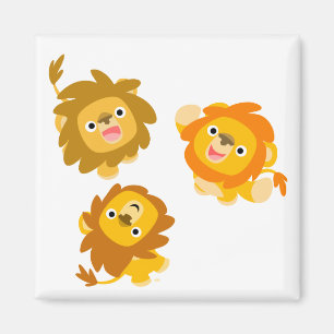 "We zijn hier!!" Cute Cartoon Lions Magnet Magneet