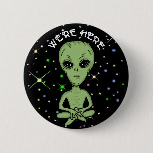 We zijn hier UFO Alien Invasion Extra Terrestrial Ronde Button 5,7 Cm