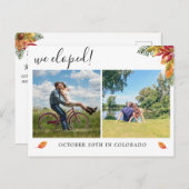 We zijn in het geheim getrouwd met een herfst-ansi aankondigingskaart (Voorkant / Achterkant)