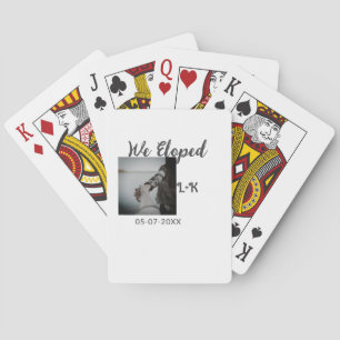 We zijn net getrouwd en voegen foto naam letterdat pokerkaarten