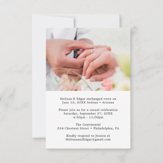 we zijn net getrouwd witte trouwfoto kaart (Achterkant)