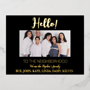 We zijn nieuw in de buurt" Fotoaankondiging Folie Feestdagen Briefkaart