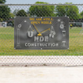 We zijn nog open terwijl we in de bouwbank zitten spandoek (Insitu)