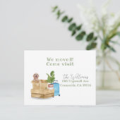 we zijn nu verhuisd , nieuwe adreshondenaankondigi briefkaart (Staand voorkant)