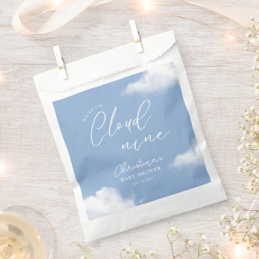 We zijn op Cloud 9 Baby shower Blue Bedankzakje (Geknipt)
