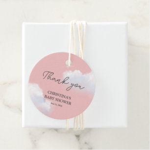 We zijn op Cloud 9 Pink Girl Baby shower Dank je Bedankjes Labels