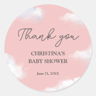 We zijn op Cloud 9 Pink Girl Baby shower Dank je Ronde Sticker
