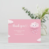 We zijn op cloud 9 schattig cartoon cloud roze mei bedankkaart (Staand voorkant)