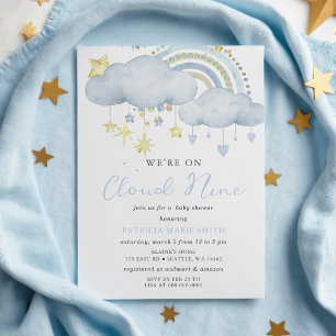 We zijn op Cloud Nine Baby Boy Baby shower Kaart