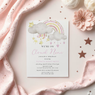 We zijn op Cloud Nine Baby Girl Baby shower Kaart