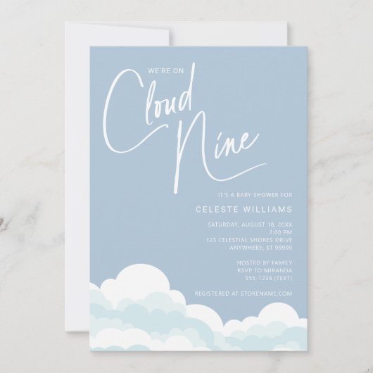 We zijn op Cloud Nine Baby shower Invitation Kaart (Voorkant)