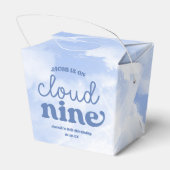 We zijn op Cloud Nine Blue 9th Birthday Party Bedankdoosjes (Achterkant)