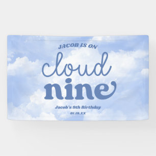 We zijn op Cloud Nine Blue 9th Birthday Party Spandoek