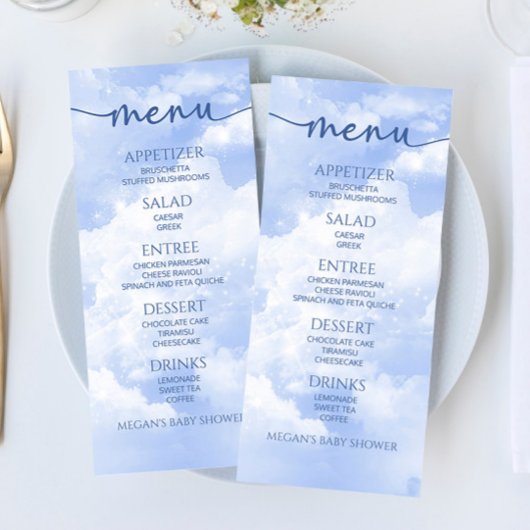 We zijn op Cloud Nine Blue Baby shower Food Menu
