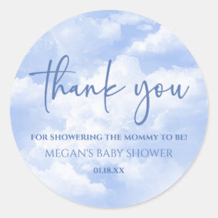 We zijn op Cloud Nine Blue Baby shower Ronde Sticker