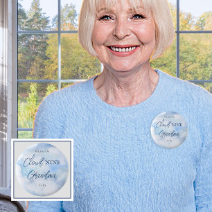 We zijn op Cloud Nine Blue Boy Baby shower oma Ronde Button 5,7 Cm