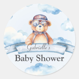 We zijn op Cloud Nine  Boy Beer Baby shower Ronde Sticker