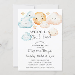 We zijn op Cloud Nine gender reveal uitnodiging. Kaart