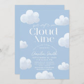 We zijn op Cloud Nine Modern Blue Cloud Baby showe Kaart (Voorkant / Achterkant)