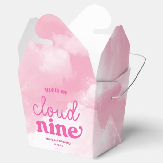 We zijn op Cloud Nine Pink 9th Birthday Party Bedankdoosjes (Geopend)