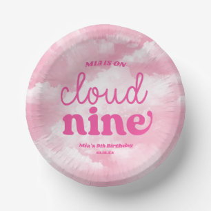 We zijn op Cloud Nine Pink 9th Birthday Party Papieren Kommen