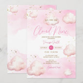 We zijn op Cloud Nine Pink Baby shower Gold Glitte Kaart (Voorkant / Achterkant)