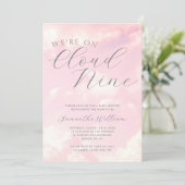We zijn op Cloud Nine Pink Clouds Baby shower Kaart (Staand voorkant)