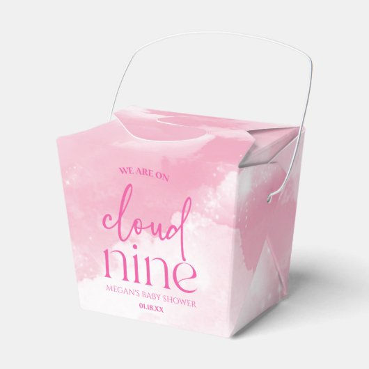 We zijn op Cloud Nine roze Baby shower Bedankdoosjes (Voorkant Zijde)
